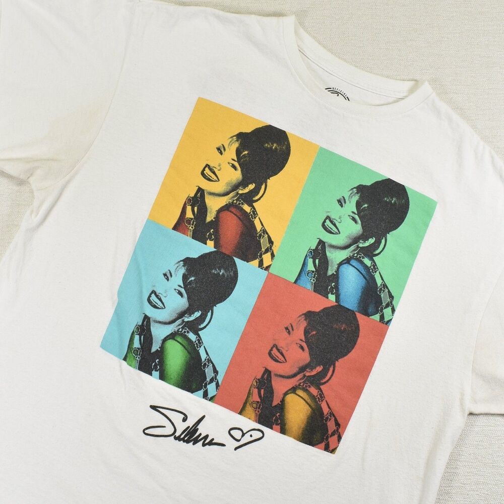 Selena Quintanilla White T Shirt Mens XL Neon Pop Art Portraits Song Tracklist